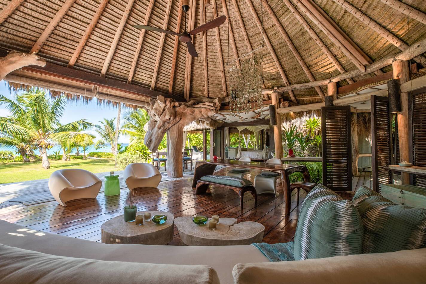 North Island Seychelles Beachfront Villa Living Room