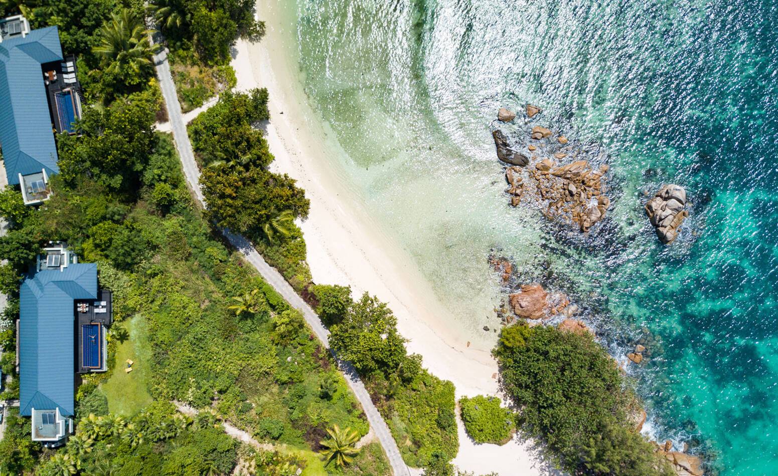 Raffles Seychelles Two Bedroom Beachfron Aerial