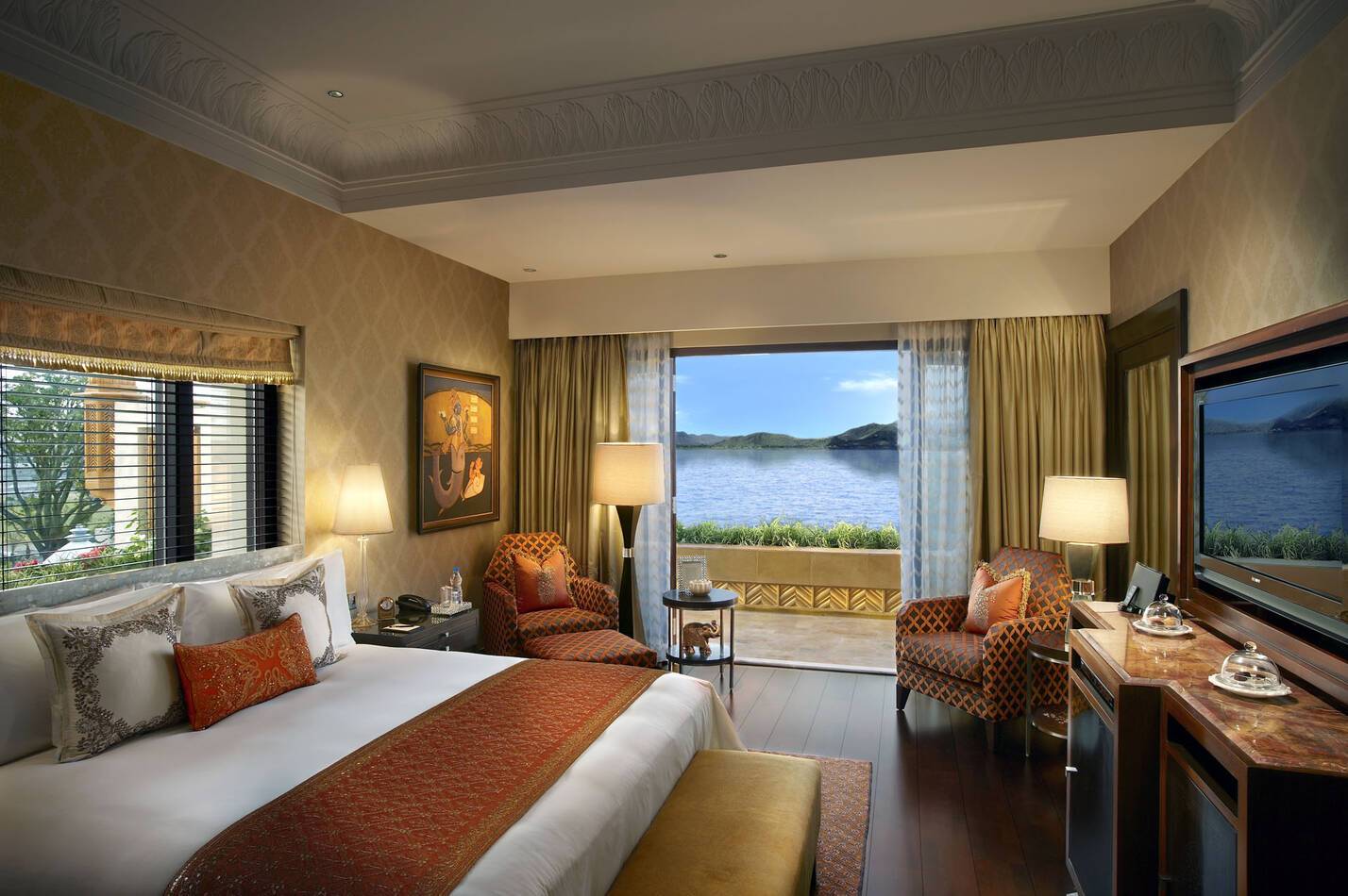 Leela Palace Udaipur Inde suite bed room