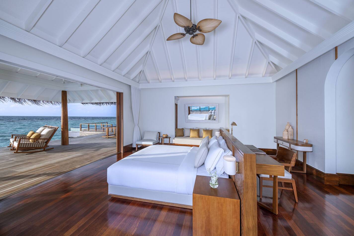 Anantara Kihavah Resort Maldives Over water pool residence master bedroom