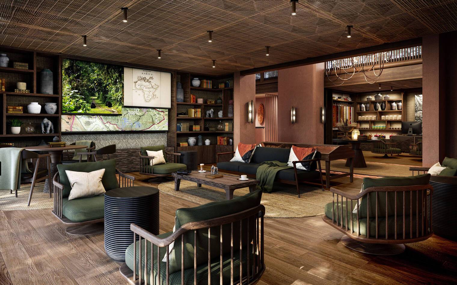 Gorilla Forest Lodge Ouganda Lounge photo synthese