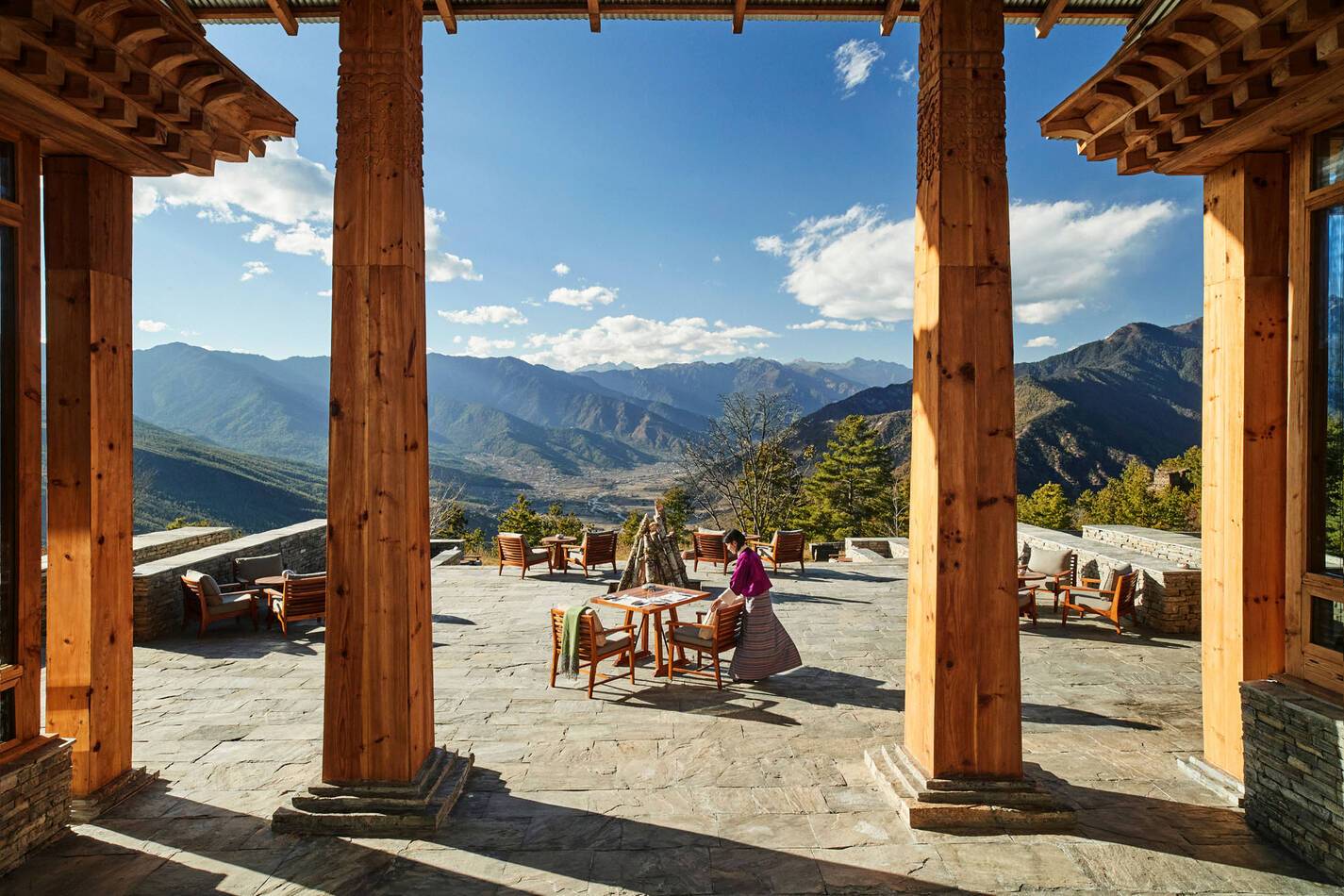Six Senses Paro Bhoutan Main Building Terrace Setup