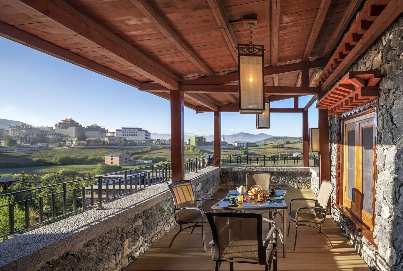Yunnan Chine Songtsam Linka Retreat Shangri Terrasse
