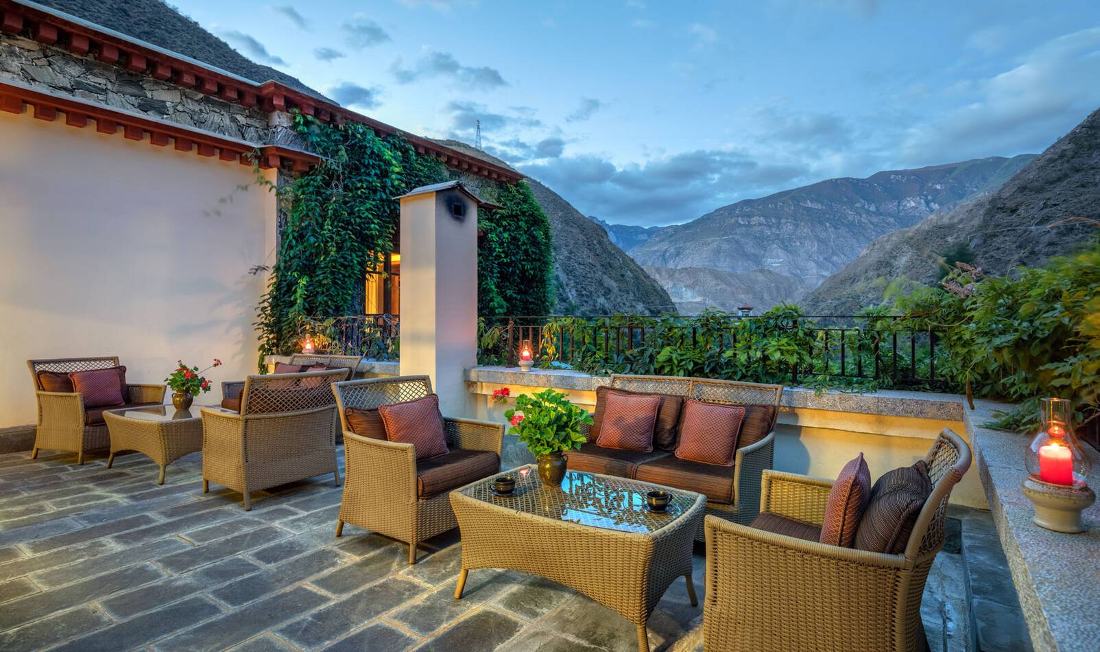 Yunnan Chine Songtsam Lodge Benzilan Terrasse